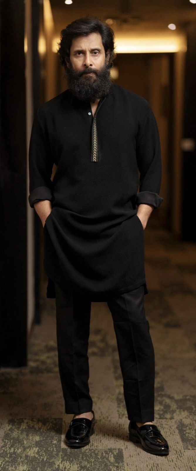 Midnight Black Embroidered Kurta Set