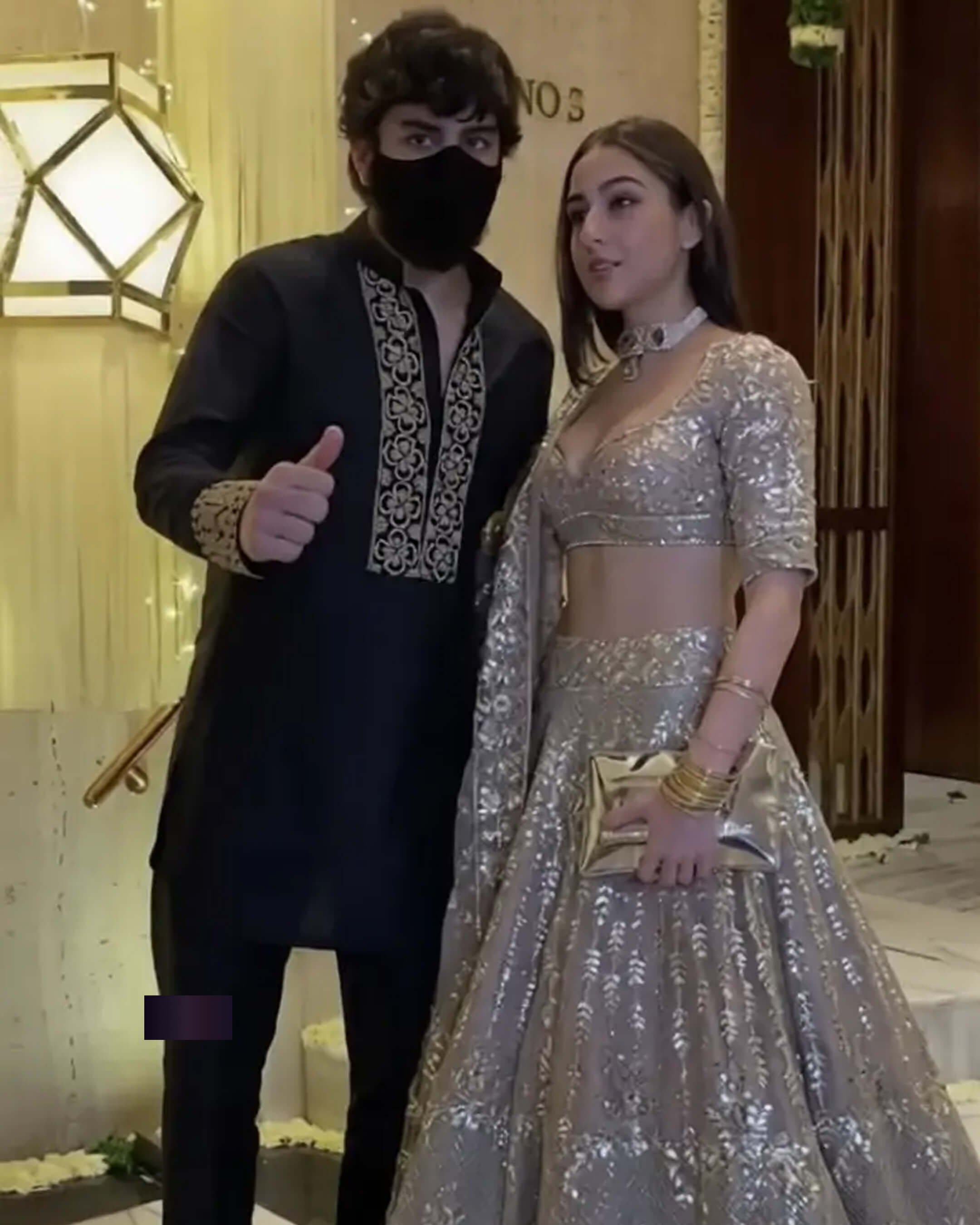Ibrahim Ali Khan Inspired Black Embroidered Kurta Set