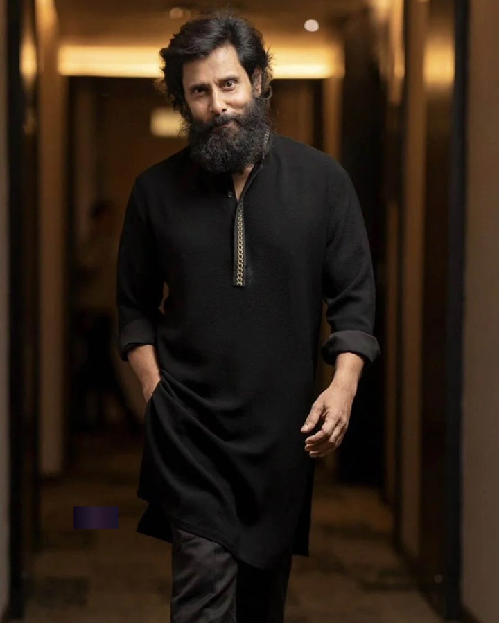 Midnight Black Embroidered Kurta Set