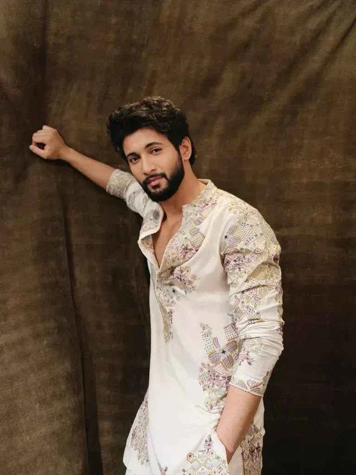 Ivory Festive Embroidered Kurta Set