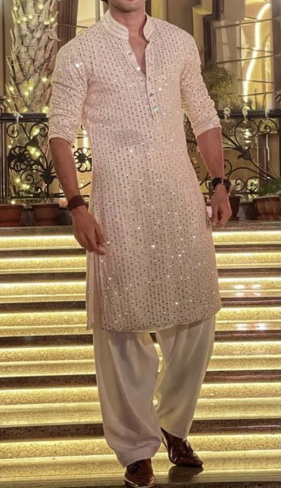 Men’s Ivory Sequin Embellished Kurta Set